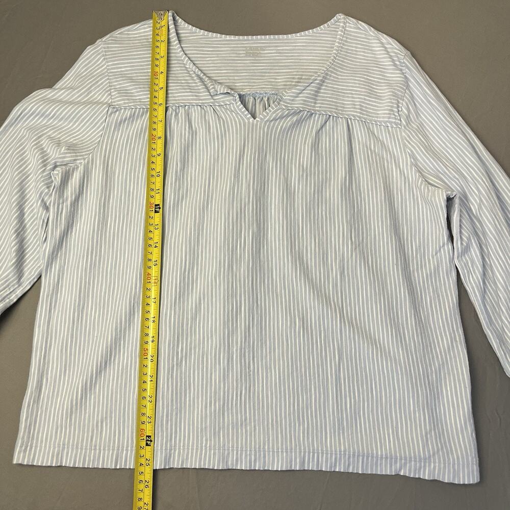 Lands End Striped Slub Top Size Large 3/4 Sleeve V-Neck 100% Cotton Casual - Picture 4 of 7